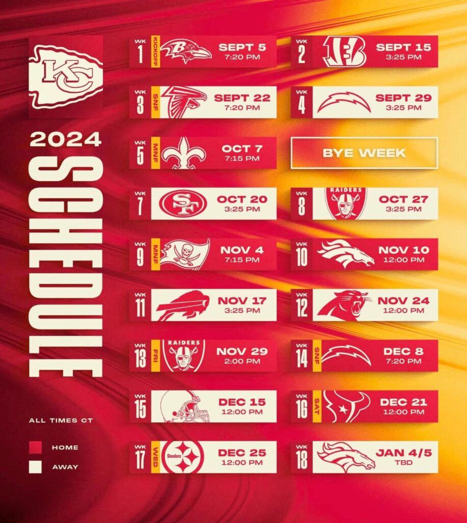 Kansas City Chiefs 2024 NFL Schedule